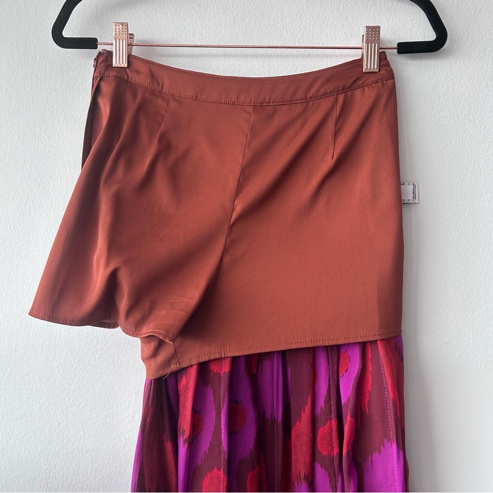 Diane Von Furstenberg Brown Suede A-Line Malita Skirt with shorts under - Picture 10 of 11
